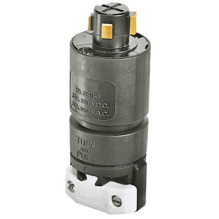 Bryant Locking Plug, Non-NEMA, 30 A, 250/600V AC, Three Phase, 3 Pole, Screw Terminals, Black, White 21415